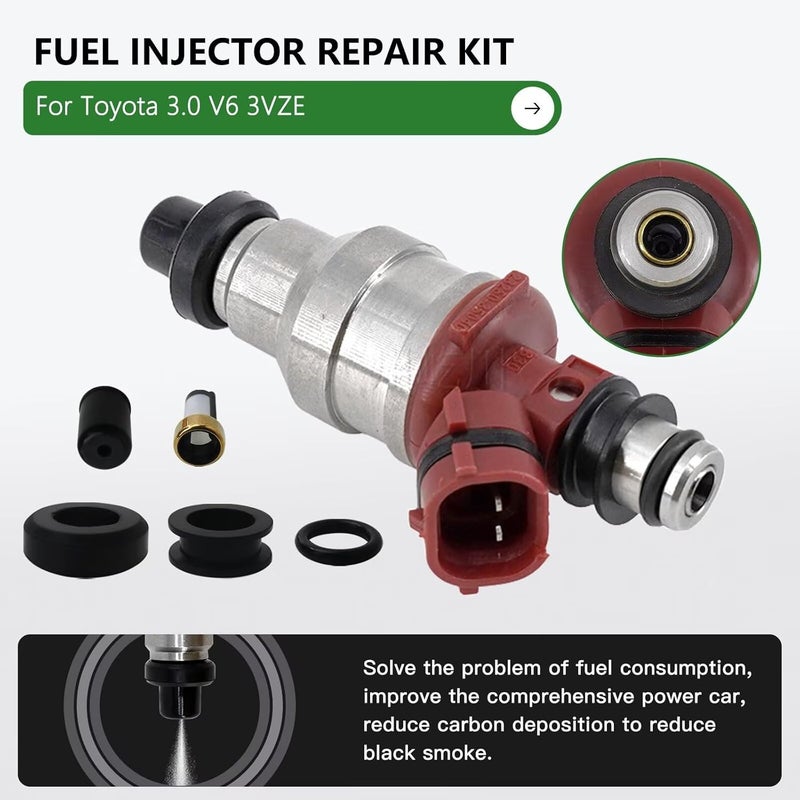 XSPANDER Updated Fuel Injector repair kit Includes O-rings, Pintle Caps, Filters Replacement Set Fit for Toyota 3VZE 3.0 V6 Engines For 4Runner T100 Pickups - Image 4